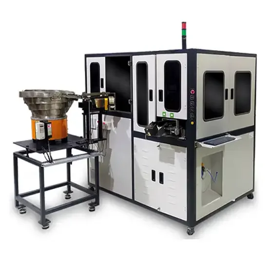 Double Disc optical inspection and sorting machine — photograph of the machine with feeder