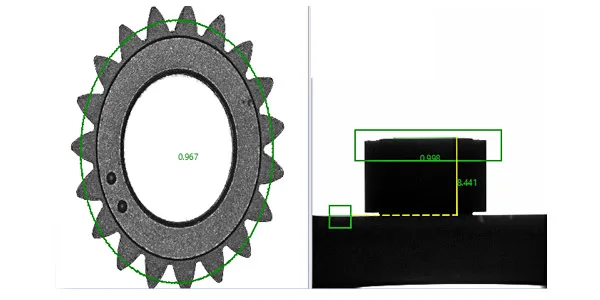 Sprocket measured on the Double Disc machine: top-face profile and side-view height check