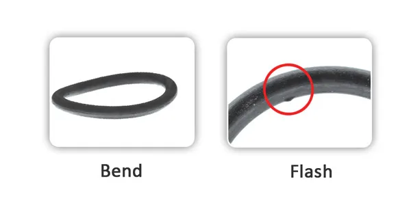 O-ring defects the camera catches: bend and flash