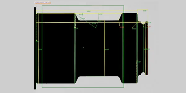 Shaft profile measured on the Horizontal Visigauge with dimensions overlaid