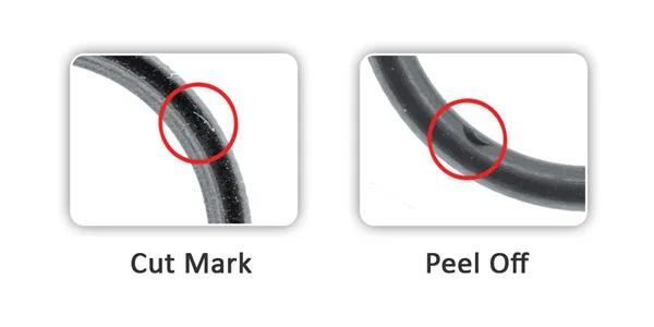 O-ring defects the camera catches: cut mark and peel off