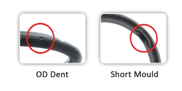 O-ring defects the camera catches: OD dent and short mould
