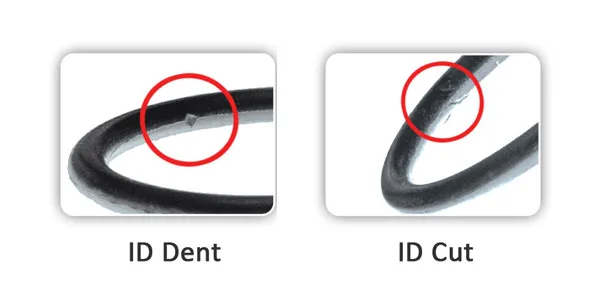 O-ring defect cards: ID dent and ID cut
