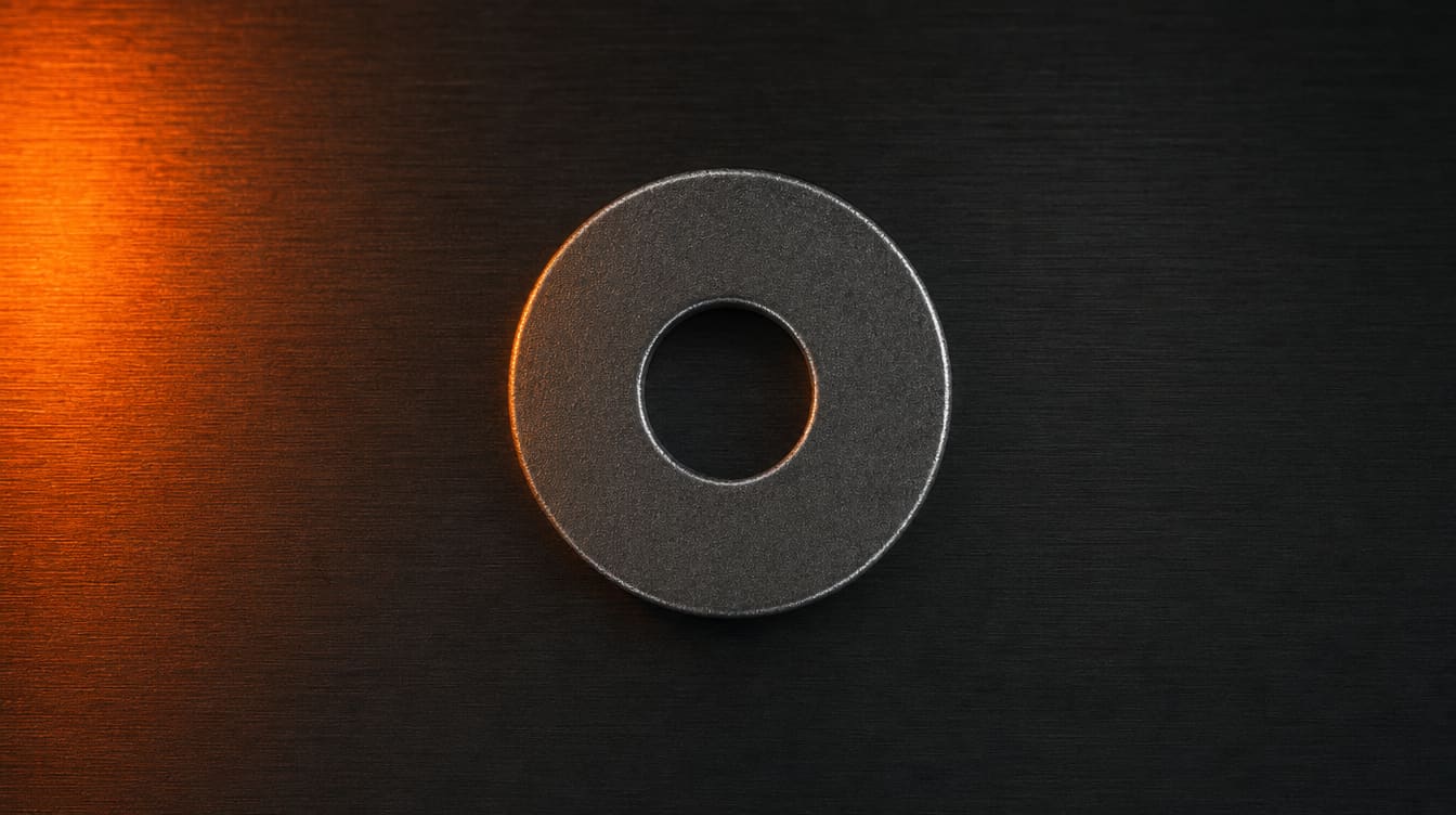 Steel washer measured top-down: outer and inner diameter